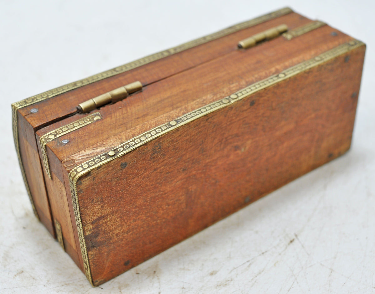 Vintage Wooden Small Storage Box Original Old Hand Crafted Brass Fitted