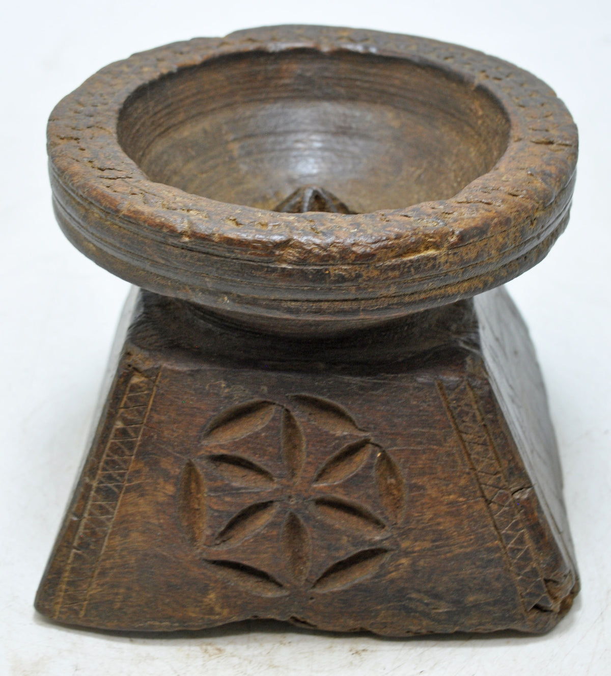 Antique Wooden Agricultural Seed Holder Bijni Original Old Fine Hand Carved