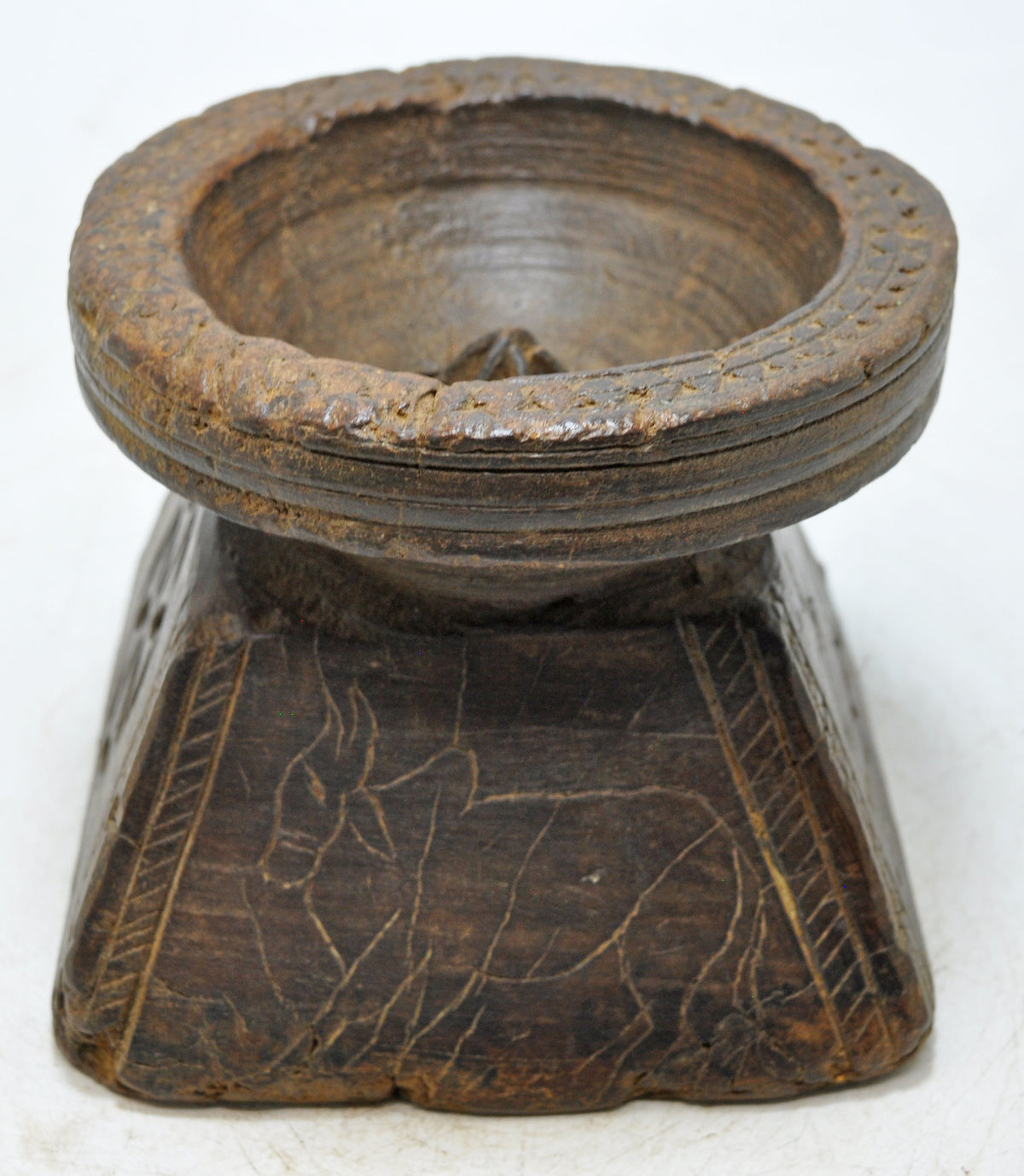 Antique Wooden Agricultural Seed Holder Bijni Original Old Fine Hand Carved