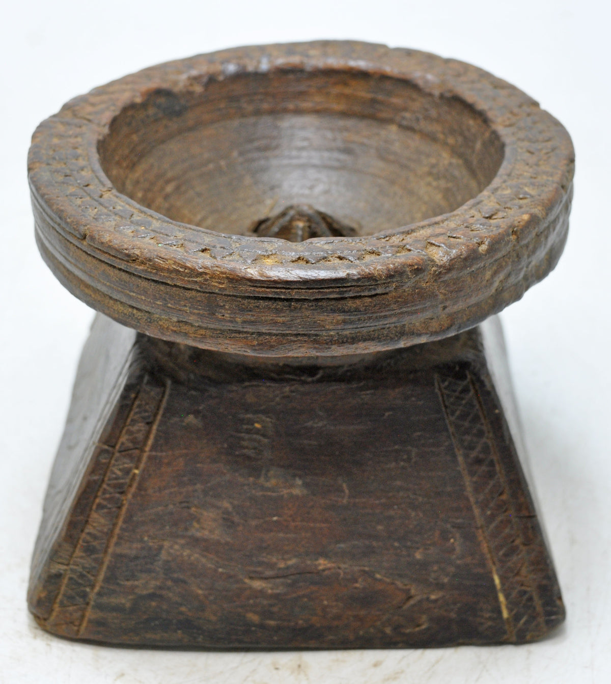 Antique Wooden Agricultural Seed Holder Bijni Original Old Fine Hand Carved