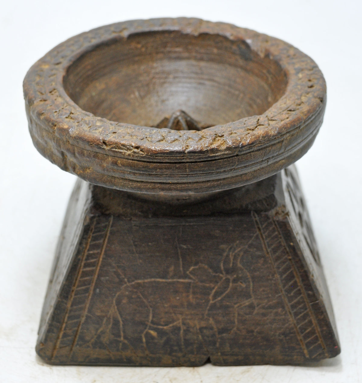 Antique Wooden Agricultural Seed Holder Bijni Original Old Fine Hand Carved