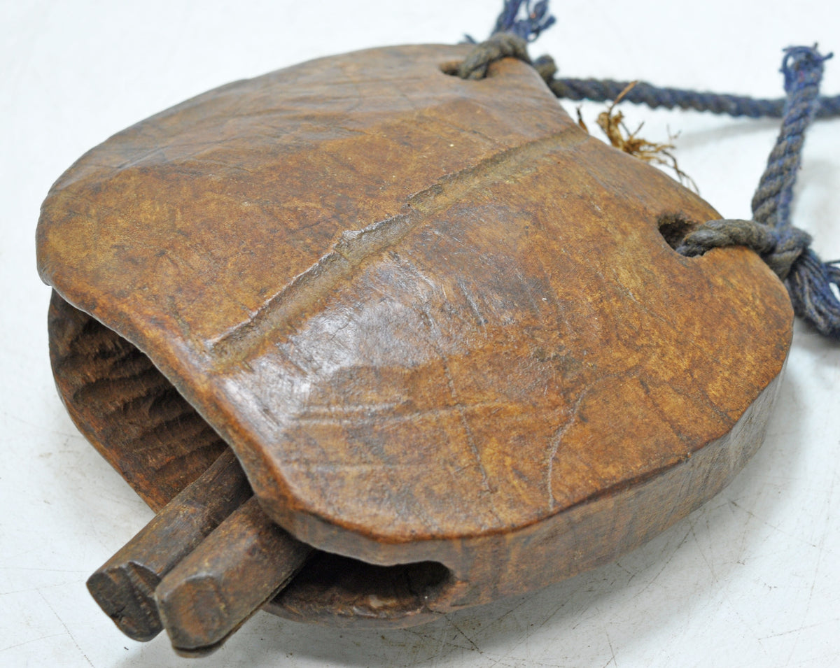 Antique Wooden Animals Cow Bell Original Old Hand Carved