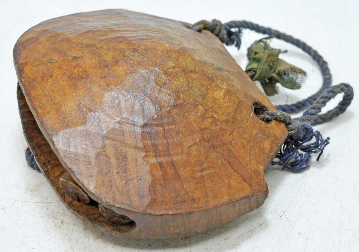 Antique Wooden Animals Cow Bell Original Old Hand Carved