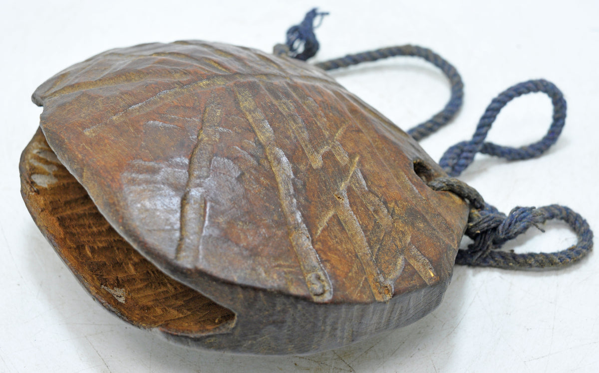 Antique Wooden Animals Cow Bell Original Old Hand Carved