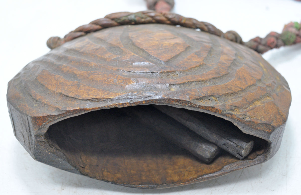 Antique Wooden Animals Cow Bell Original Old Hand Carved