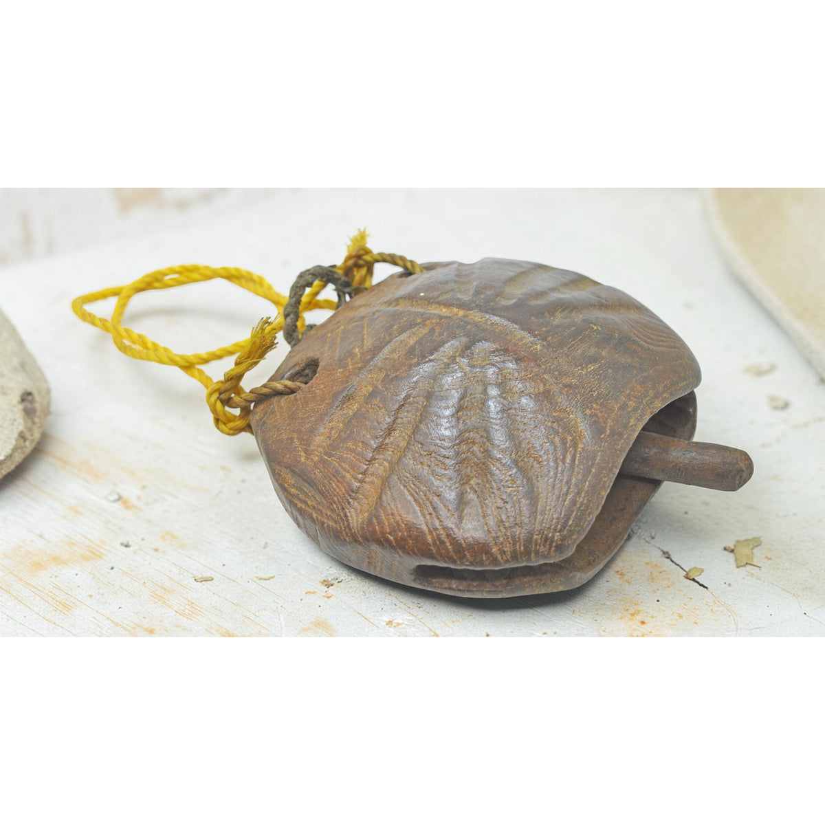 Antique Wooden Animals Cow Bell Original Old Hand Carved