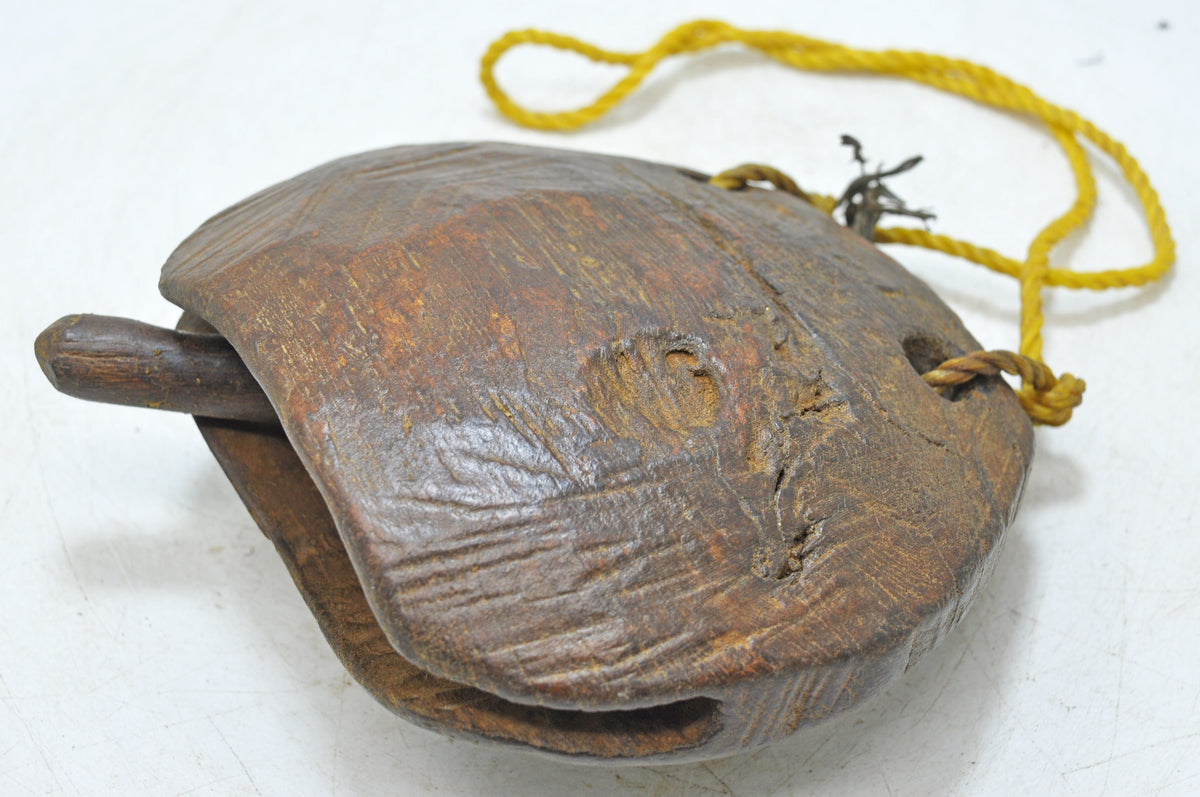 Antique Wooden Animals Cow Bell Original Old Hand Carved