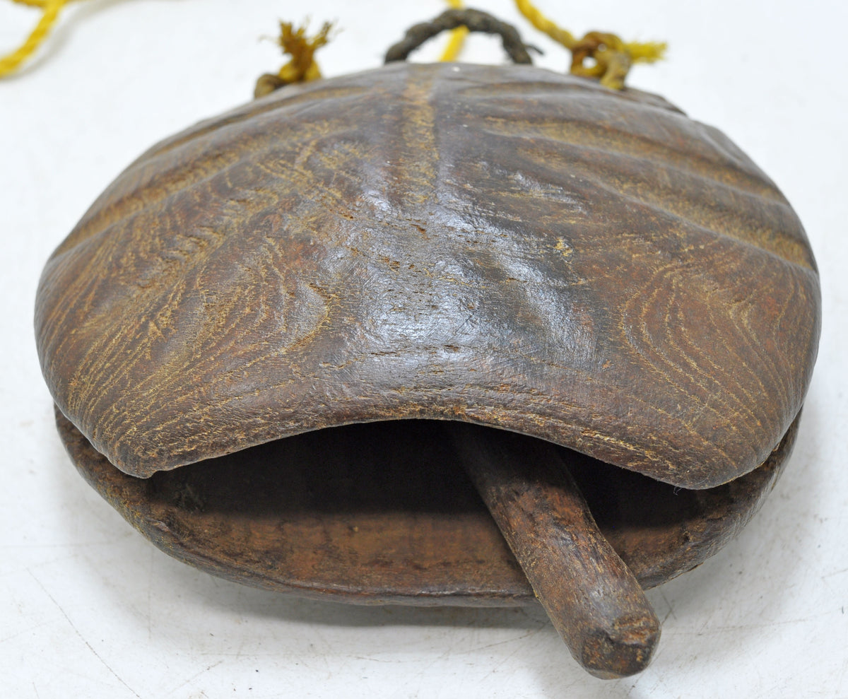 Antique Wooden Animals Cow Bell Original Old Hand Carved