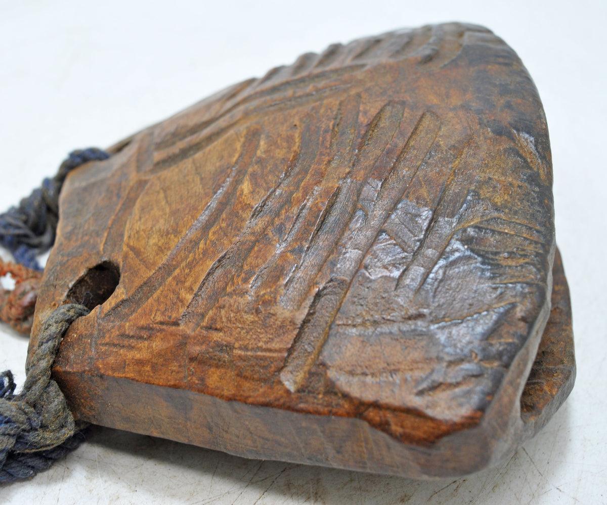 Antique Wooden Animals Cow Bell Original Old Hand Carved