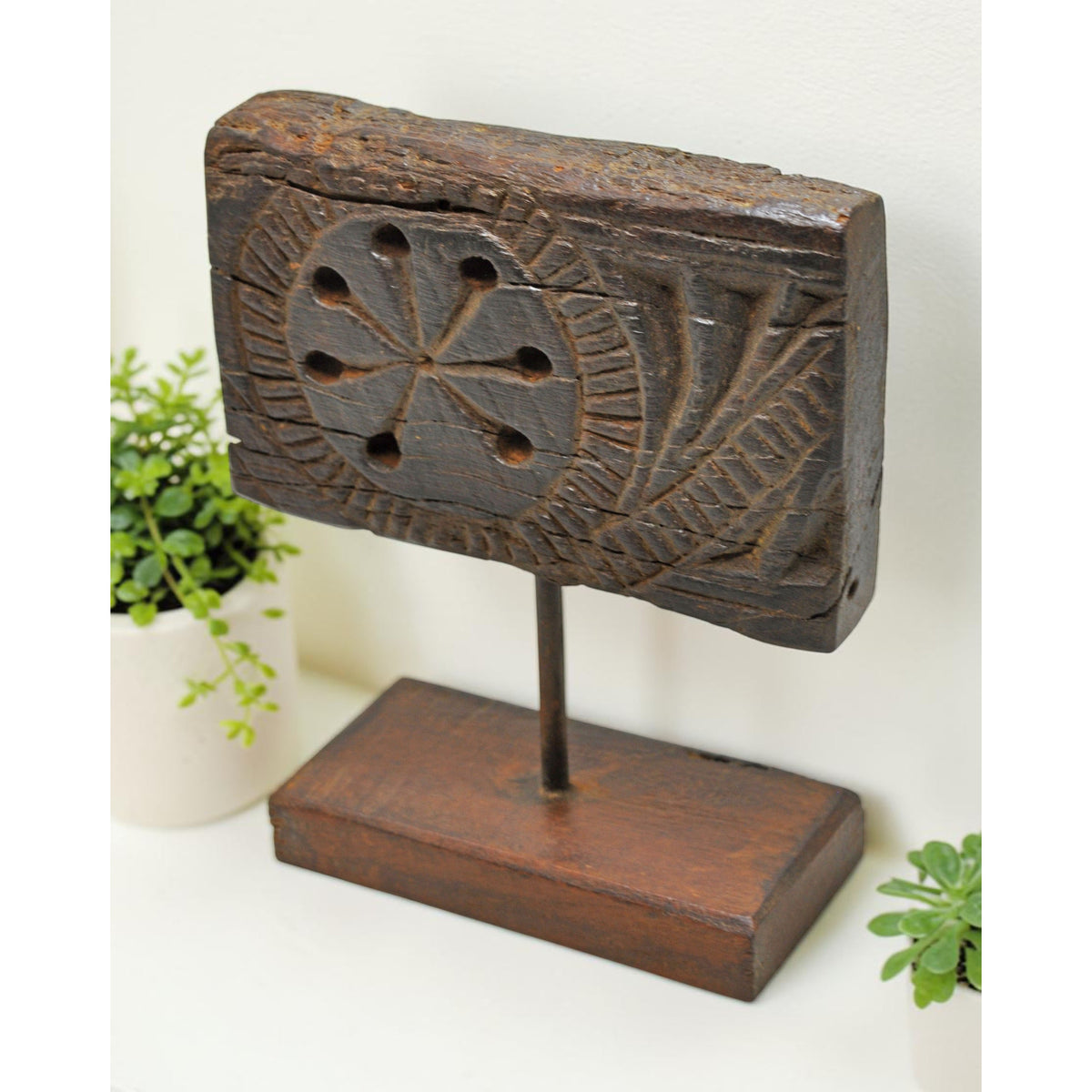 Antique Wooden Floral Carving Panel Plaque Original Old Hand Carved
