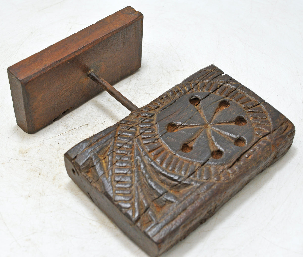Antique Wooden Floral Carving Panel Plaque Original Old Hand Carved