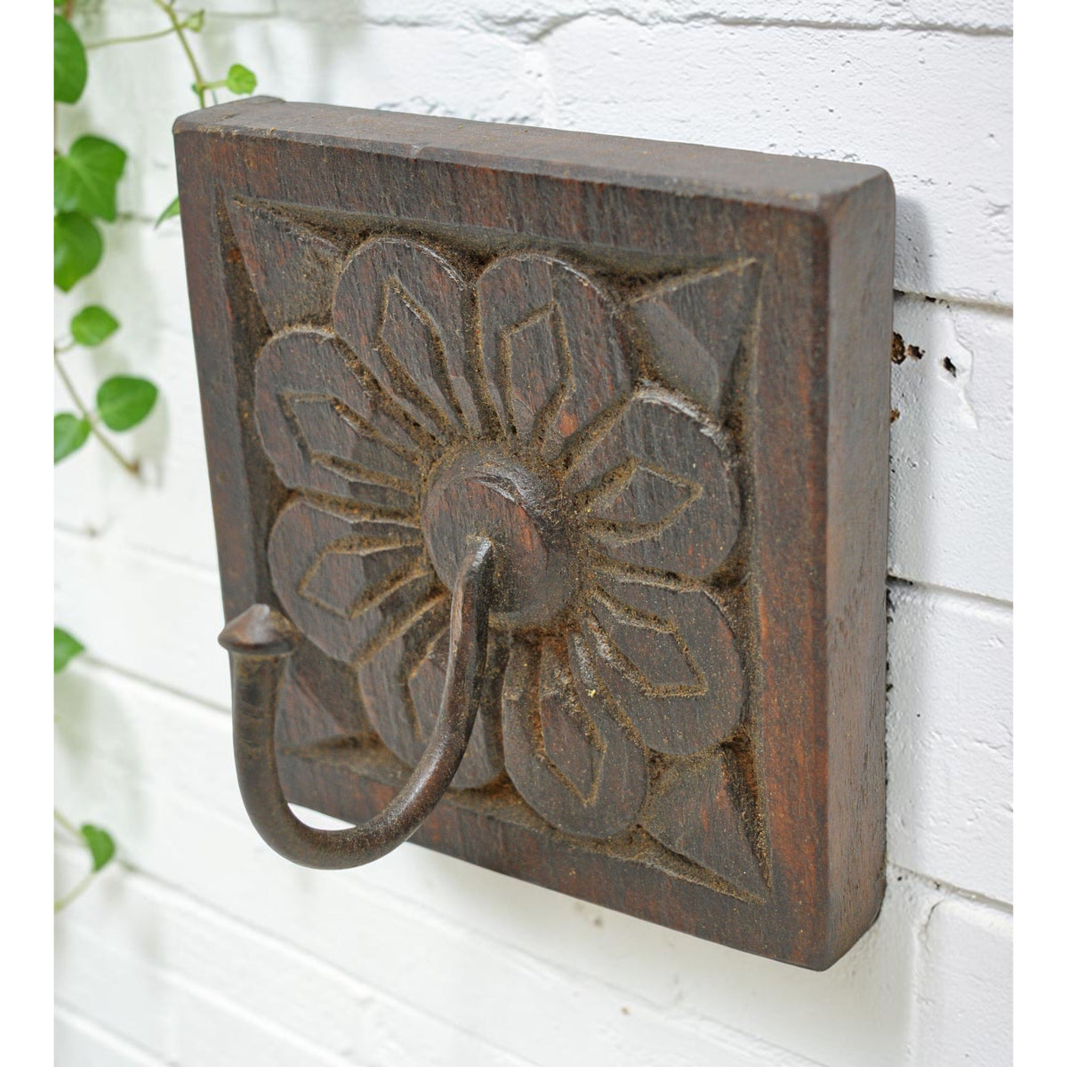 Antique Wooden Wall Décor Hook Hanger Original Old Hand Carved