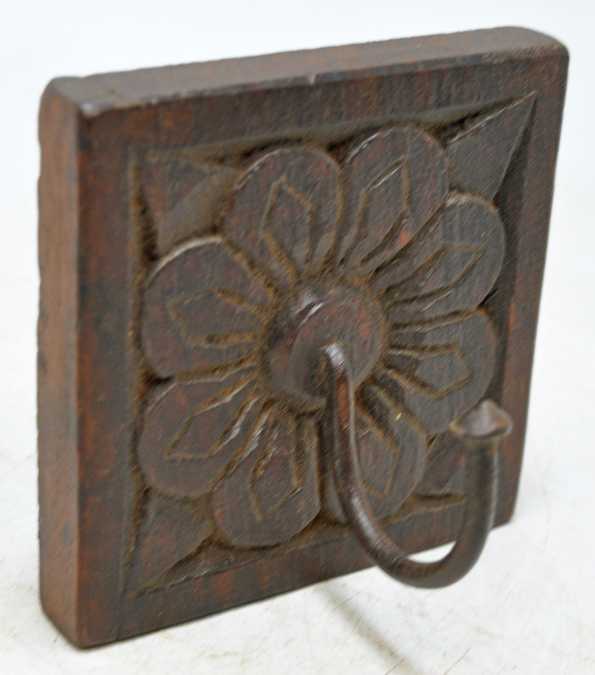 Antique Wooden Wall Décor Hook Hanger Original Old Hand Carved