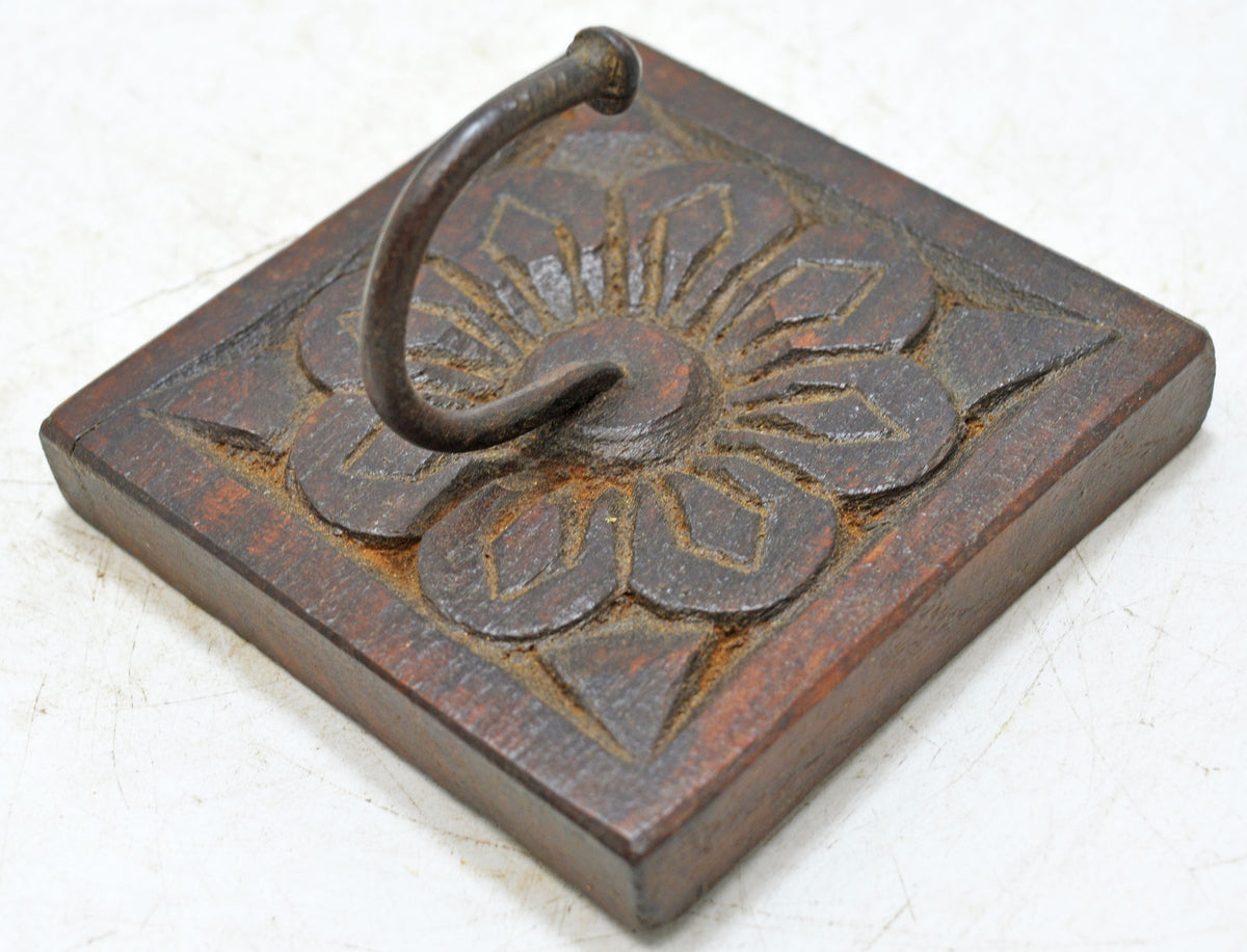 Antique Wooden Wall Décor Hook Hanger Original Old Hand Carved