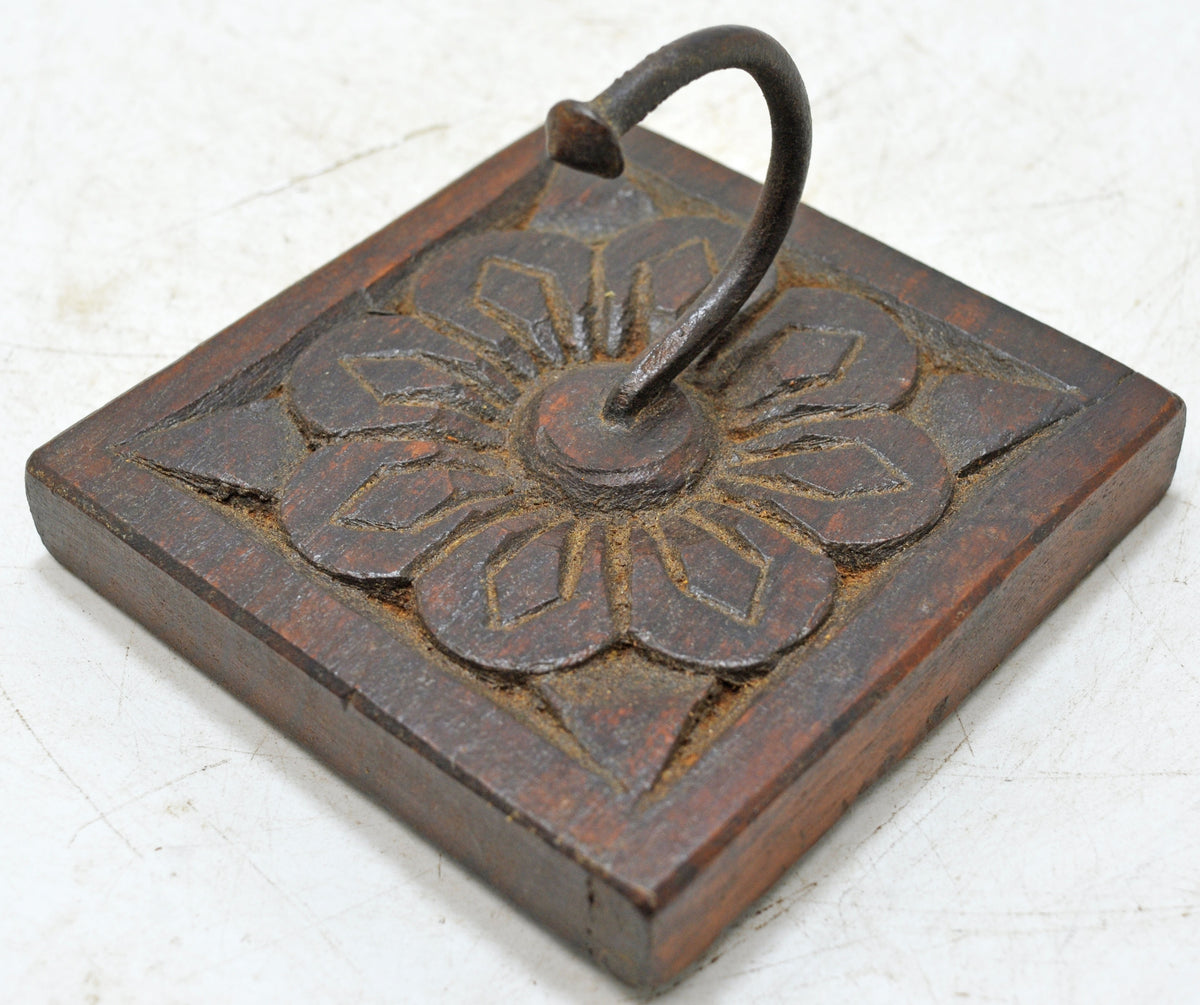 Antique Wooden Wall Décor Hook Hanger Original Old Hand Carved