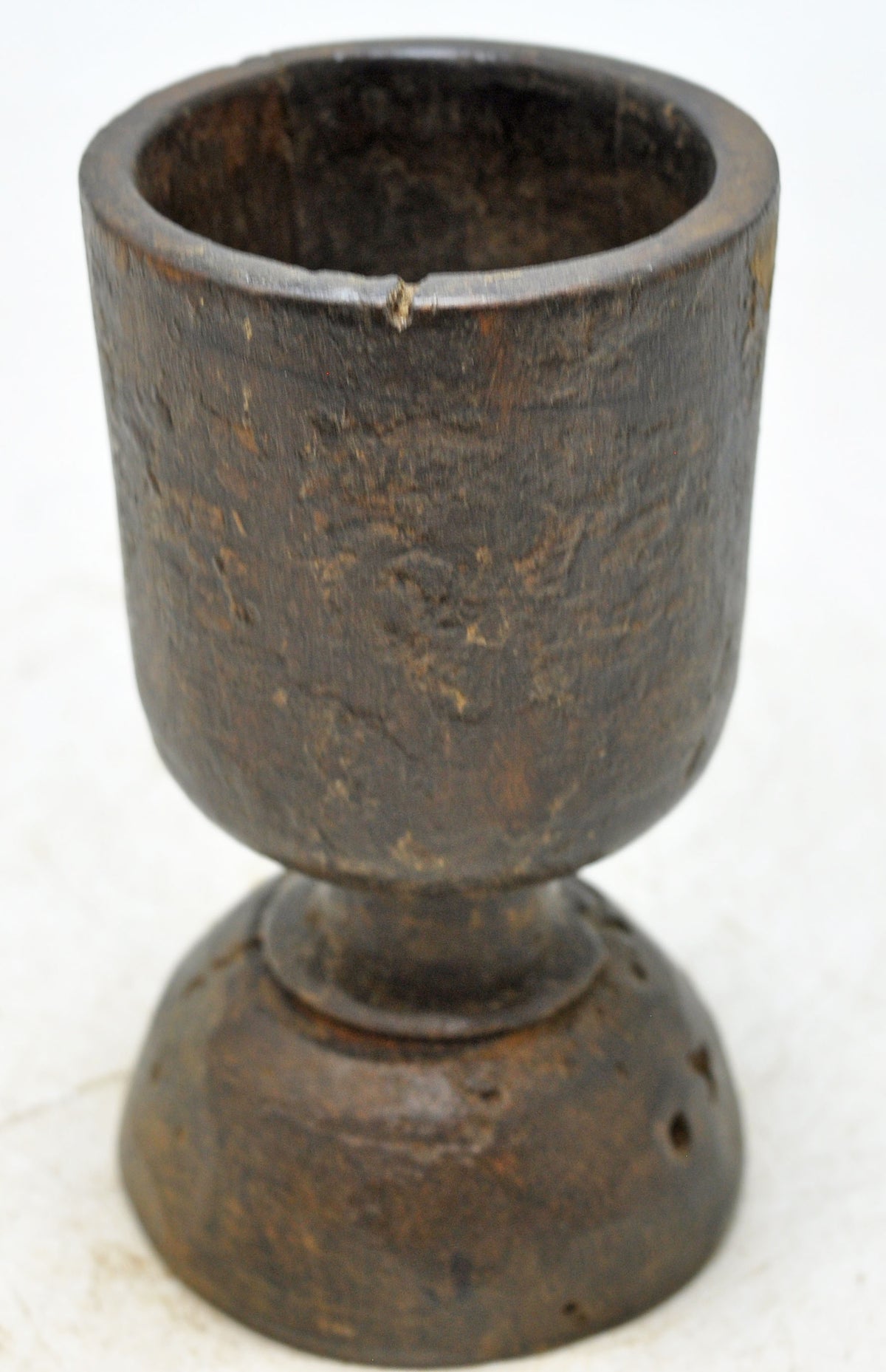 Antique Wooden Small Cup Glass Original Old Hand Crafted