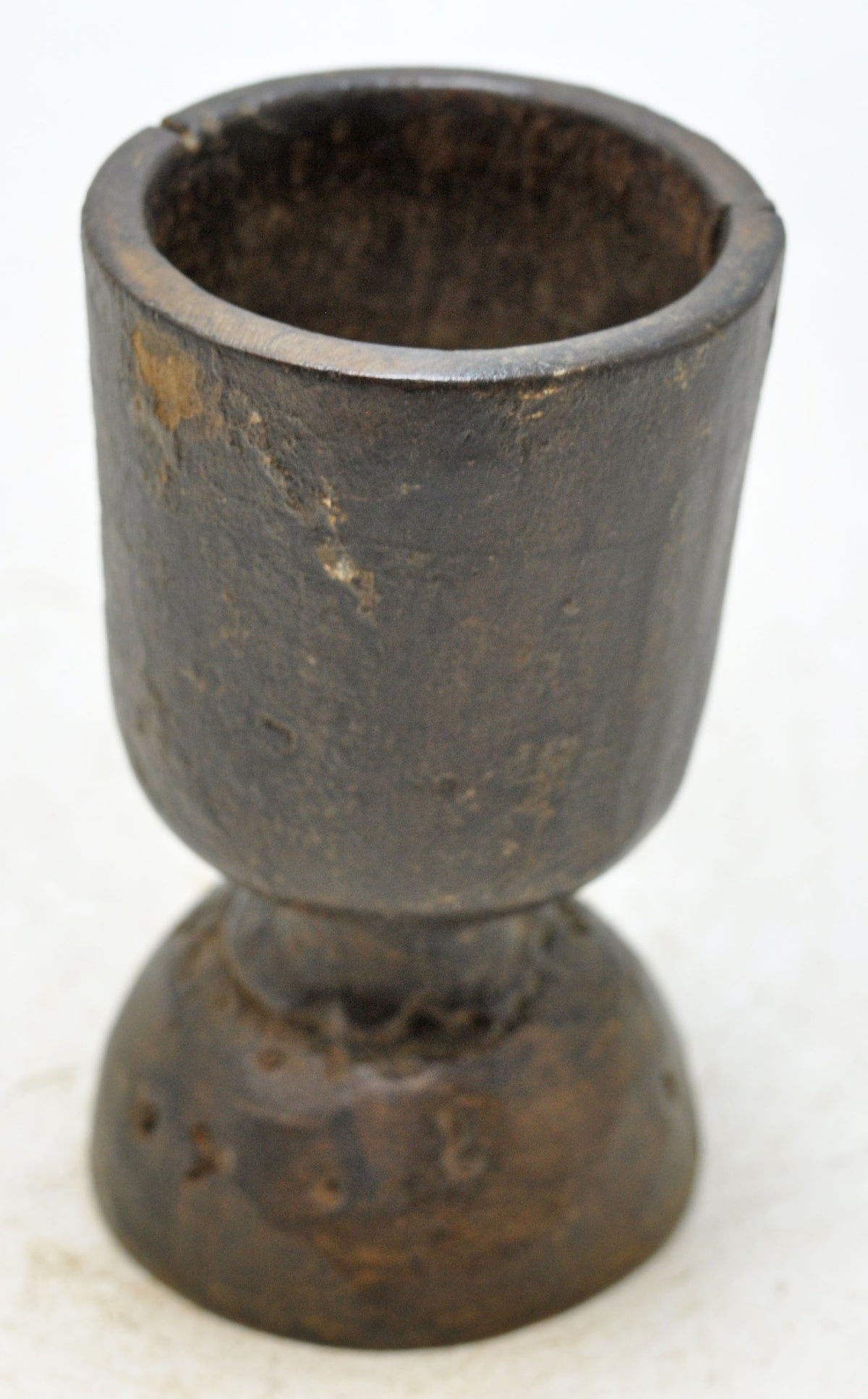 Antique Wooden Small Cup Glass Original Old Hand Crafted