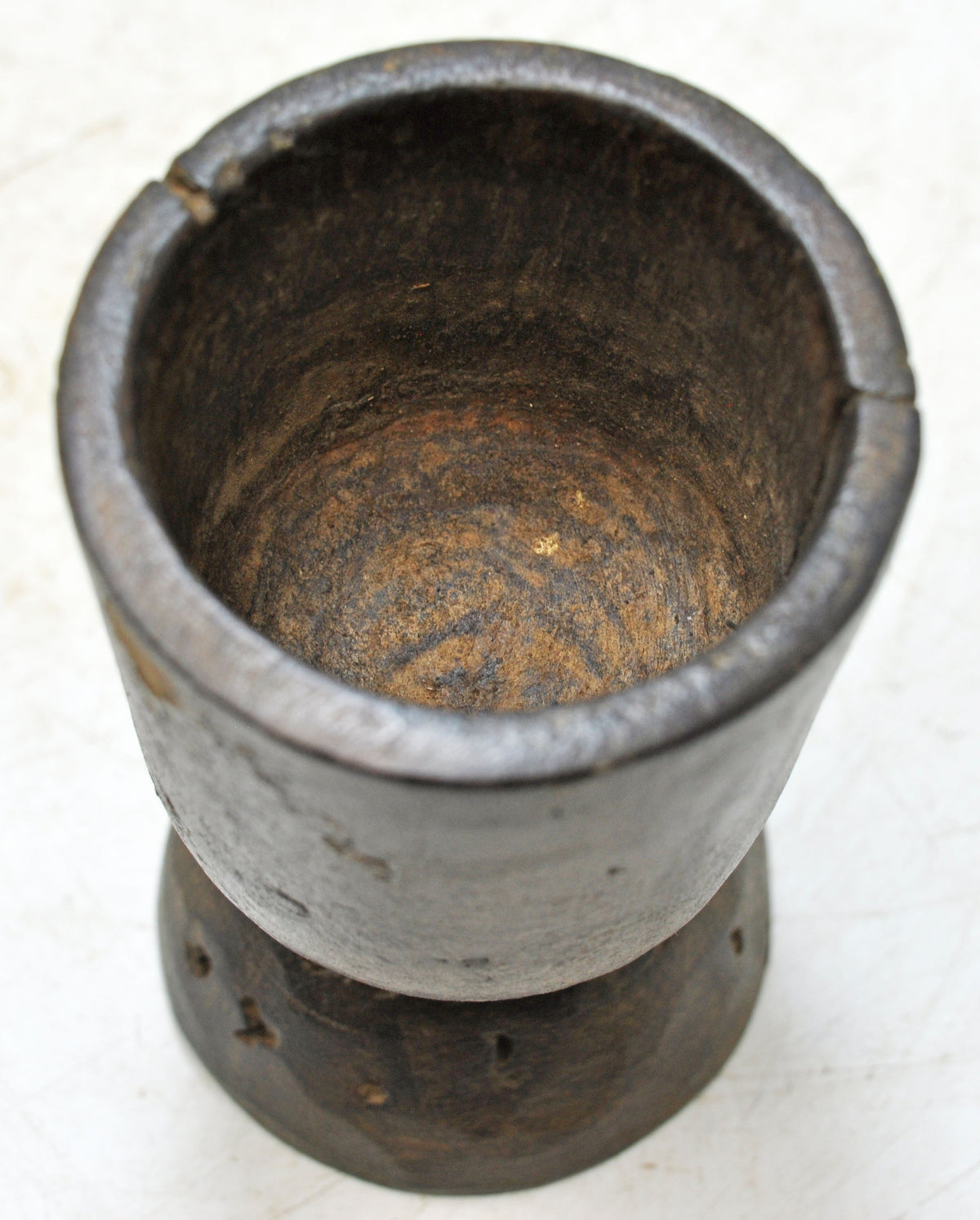 Antique Wooden Small Cup Glass Original Old Hand Crafted