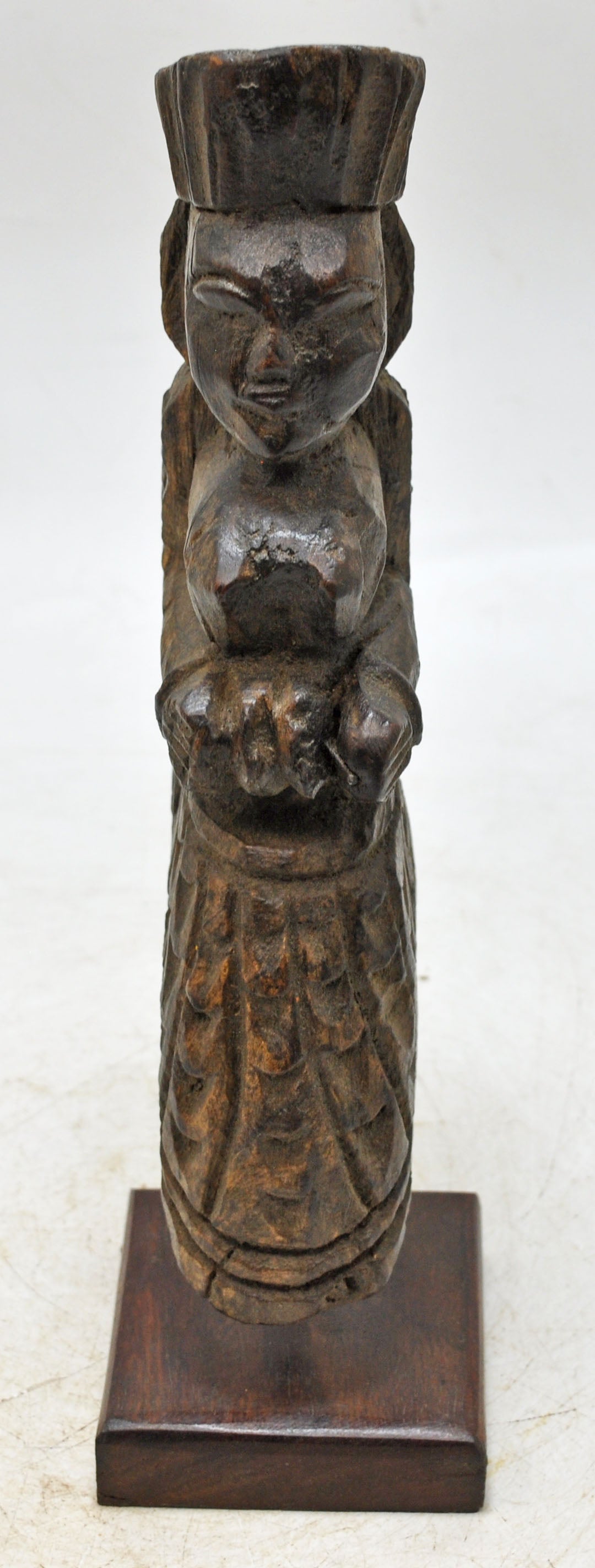 Vintage Wooden Musician Woman Figurine Original Old Fine Hand Carved