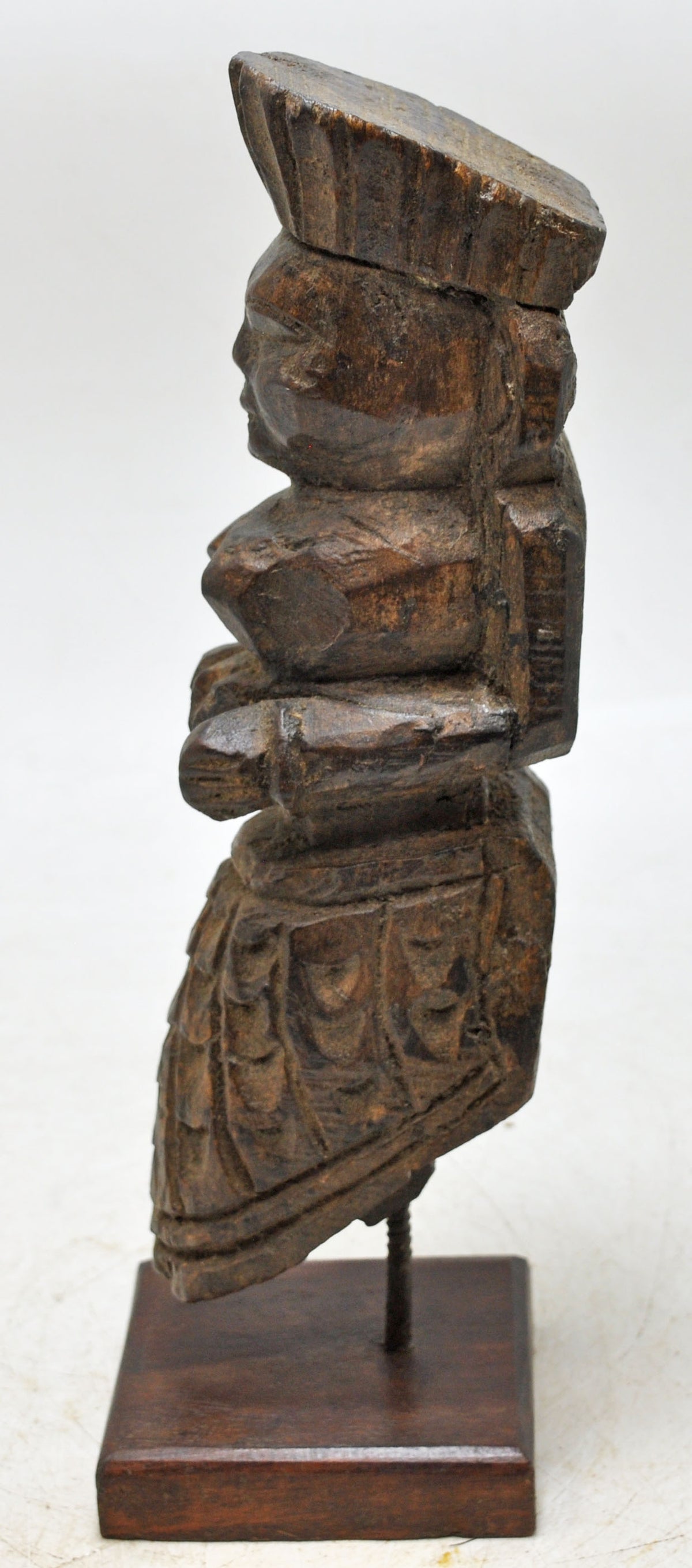 Vintage Wooden Musician Woman Figurine Original Old Fine Hand Carved