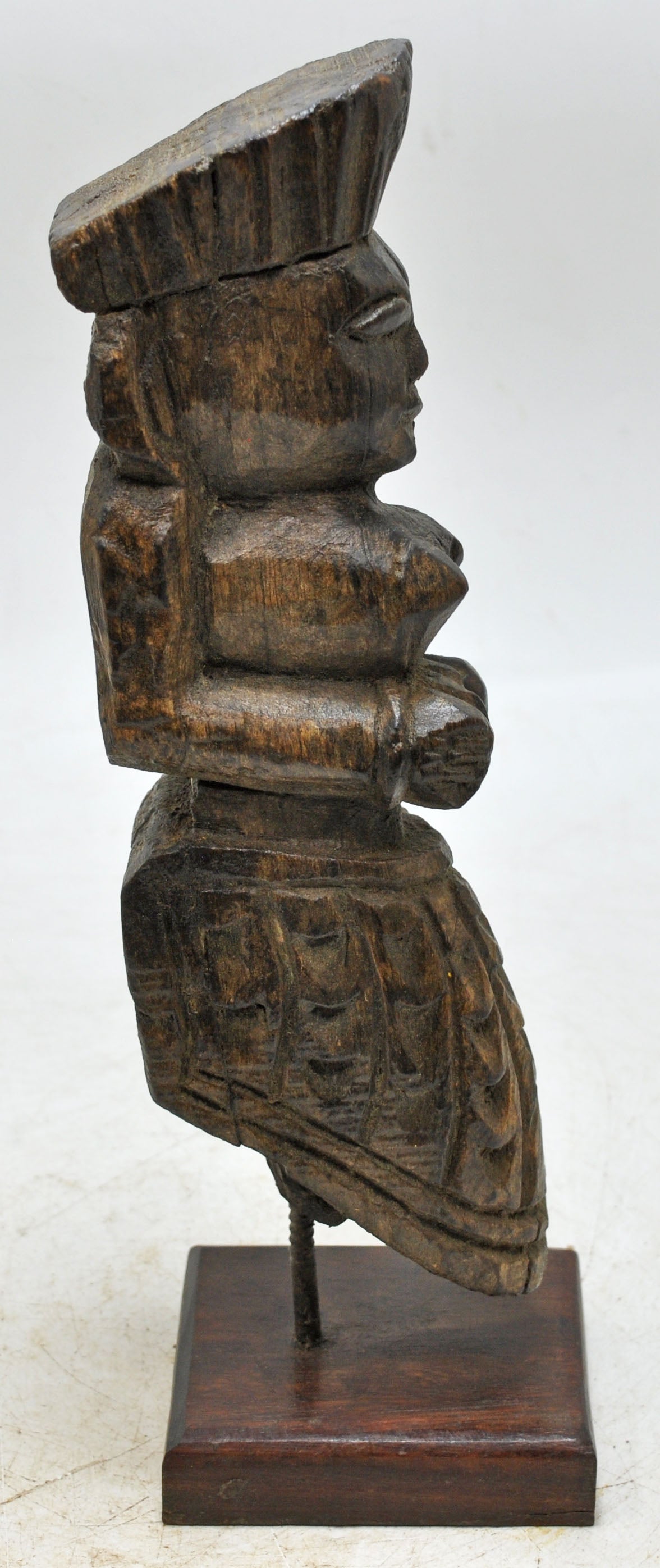 Vintage Wooden Musician Woman Figurine Original Old Fine Hand Carved