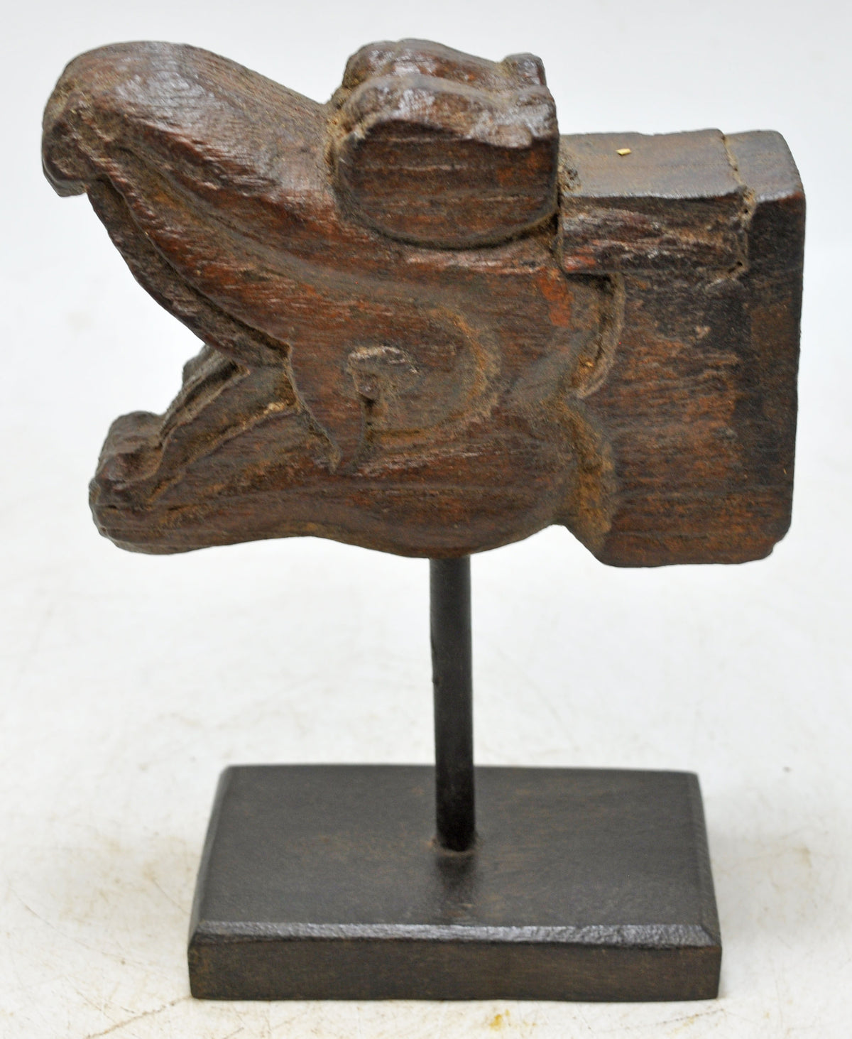 Antique Wooden Dragon Head Figurine Orignal Old Hand Carved