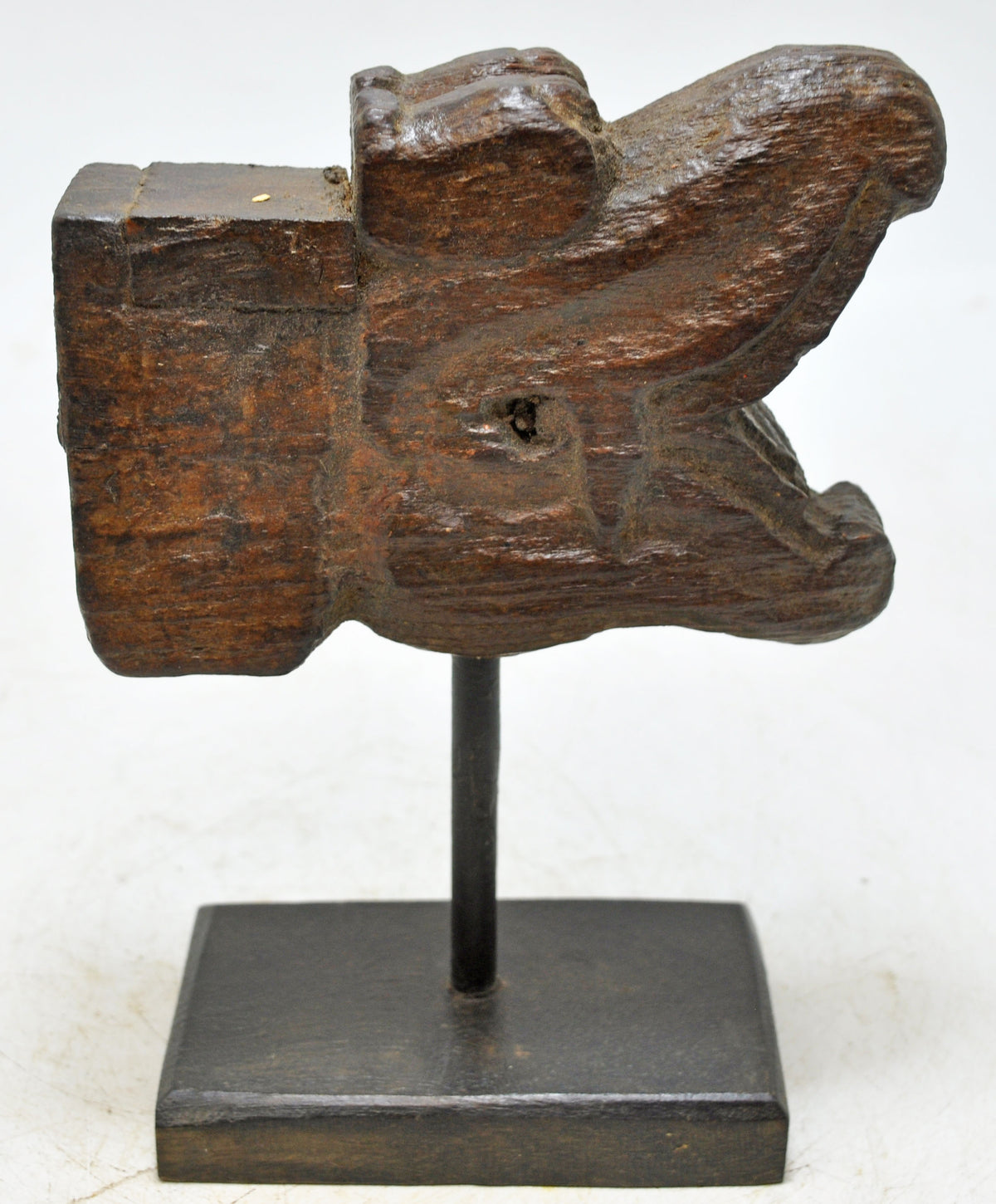 Antique Wooden Dragon Head Figurine Orignal Old Hand Carved