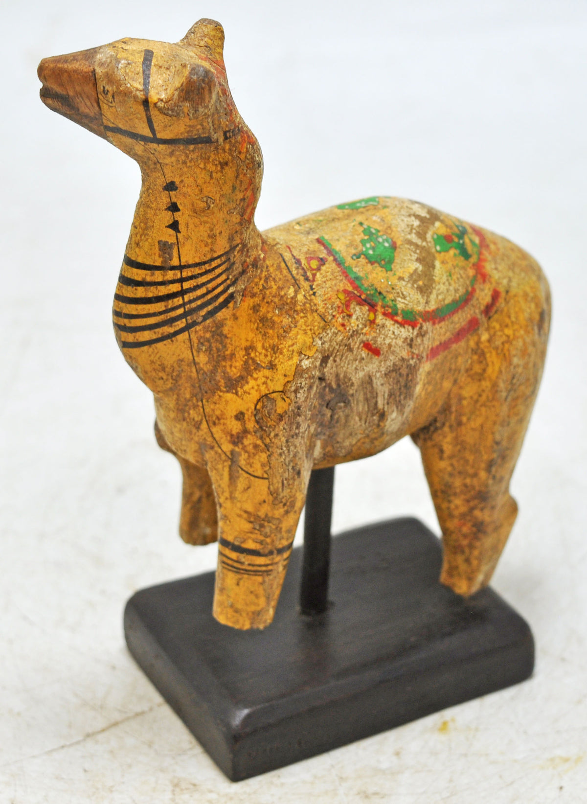 Vintage Wooden Camel Figurine Original Old Hand Carved Painted