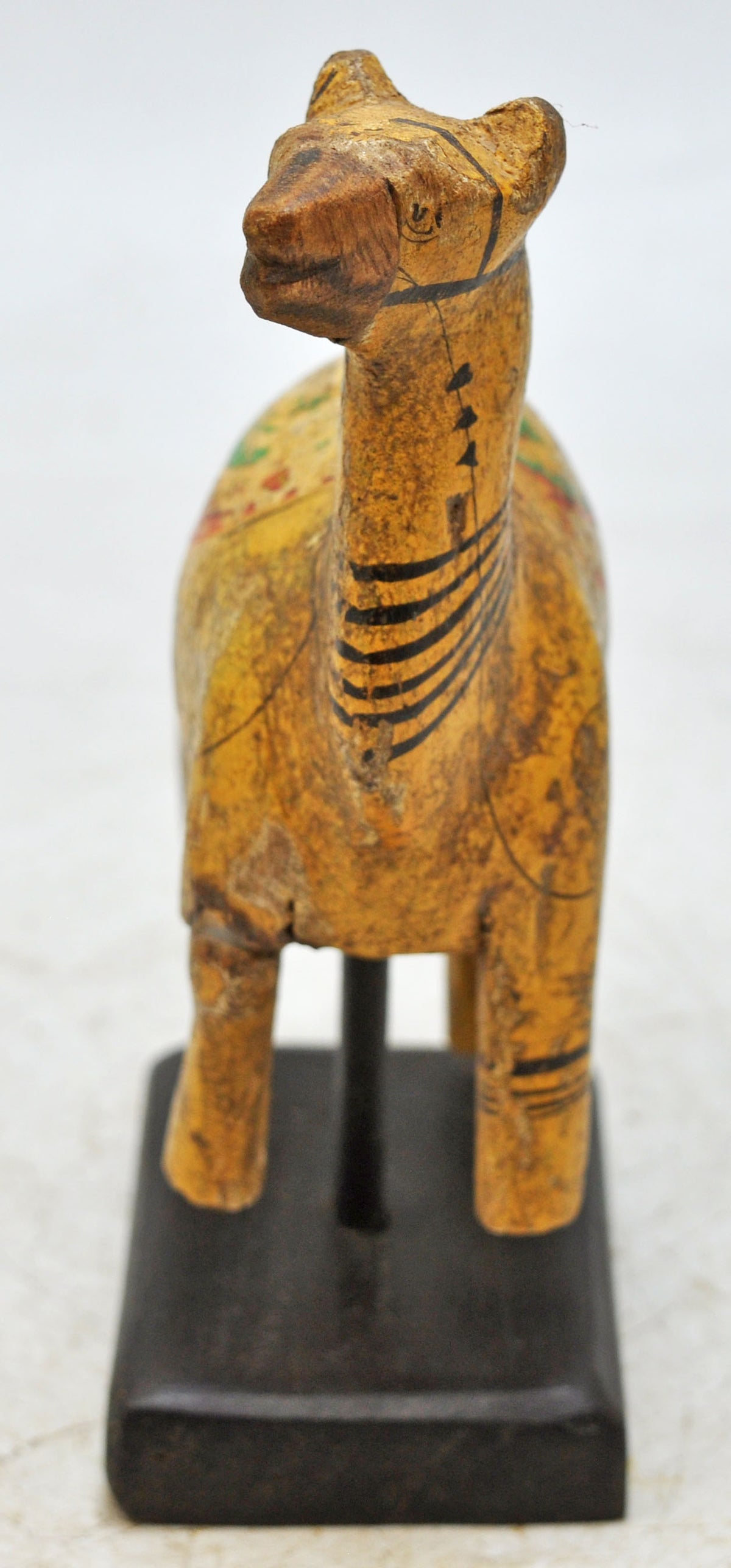 Vintage Wooden Camel Figurine Original Old Hand Carved Painted
