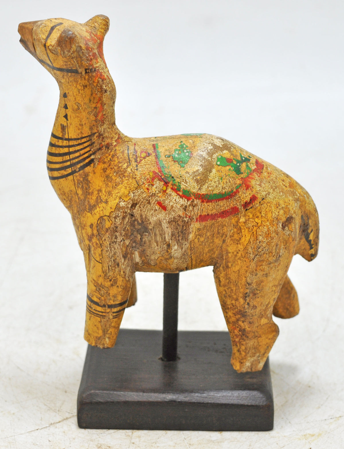 Vintage Wooden Camel Figurine Original Old Hand Carved Painted