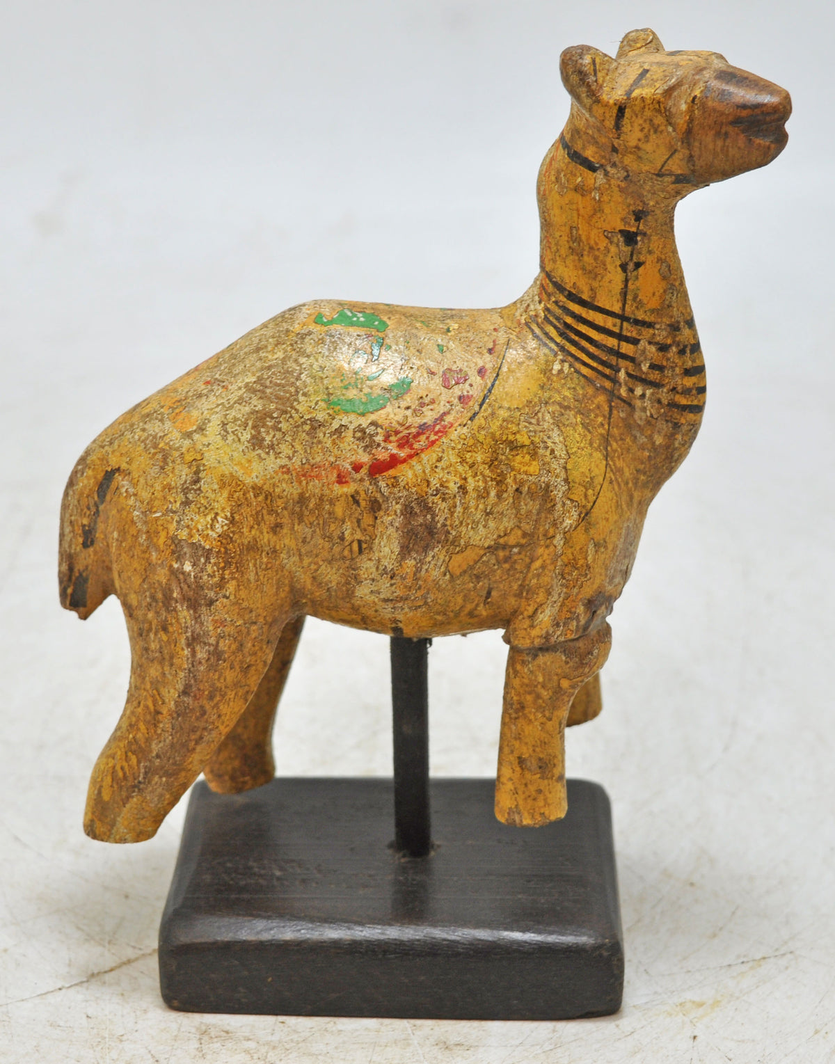 Vintage Wooden Camel Figurine Original Old Hand Carved Painted