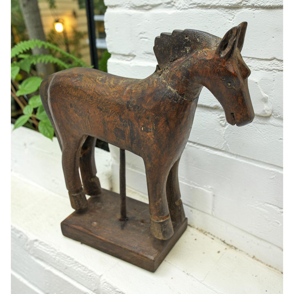 Vintage Wooden Horse Figurine Original Old Hand Carved