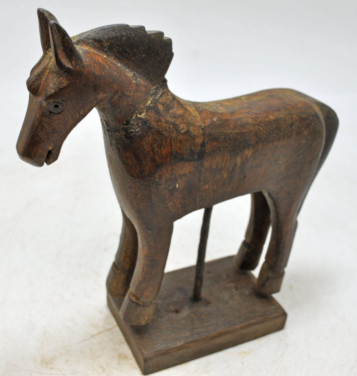 Vintage Wooden Horse Figurine Original Old Hand Carved