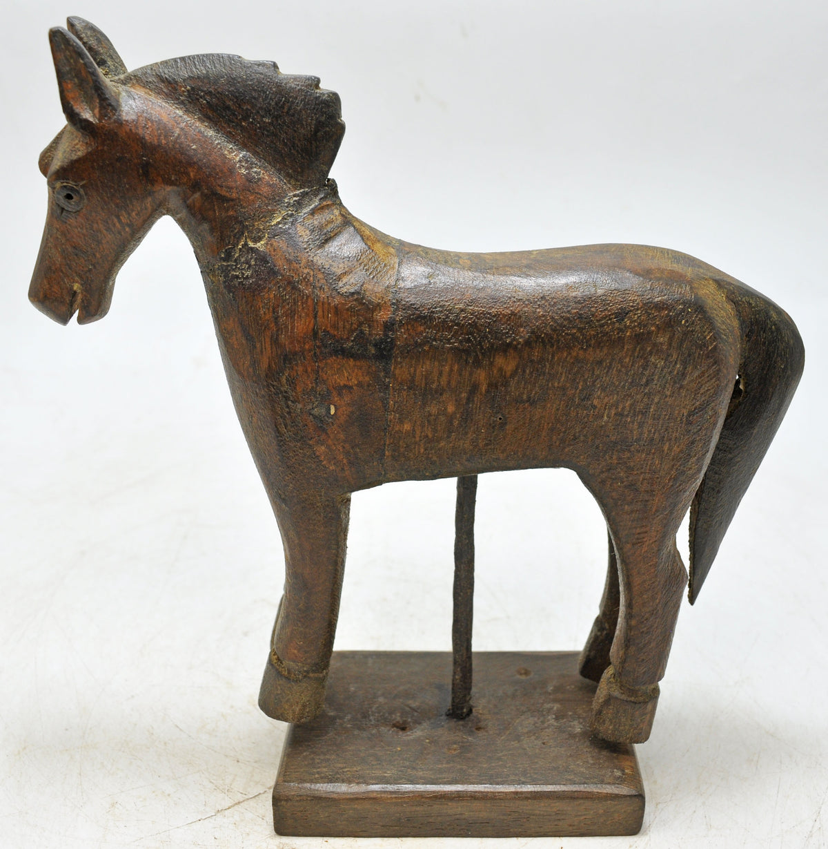 Vintage Wooden Horse Figurine Original Old Hand Carved