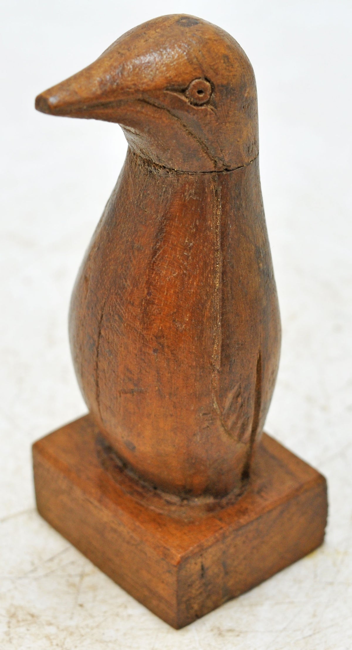 Vintage Wooden Penguin Figurine Original Old Hand Carved