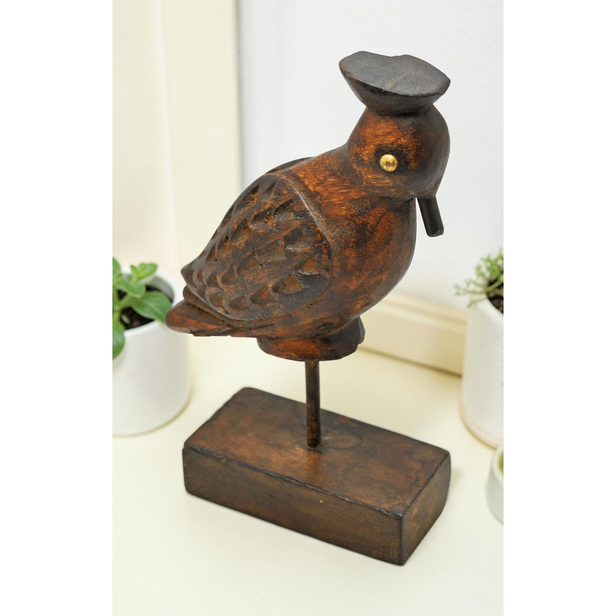 Vintage Wooden Bird Figurine Original Old Hand Carved