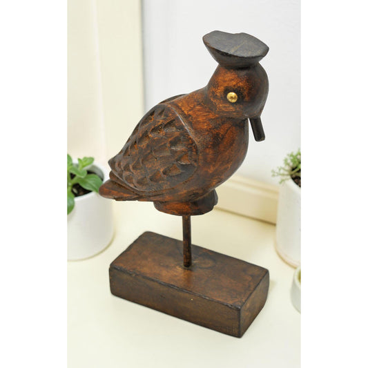 Vintage Wooden Bird Figurine Original Old Hand Carved