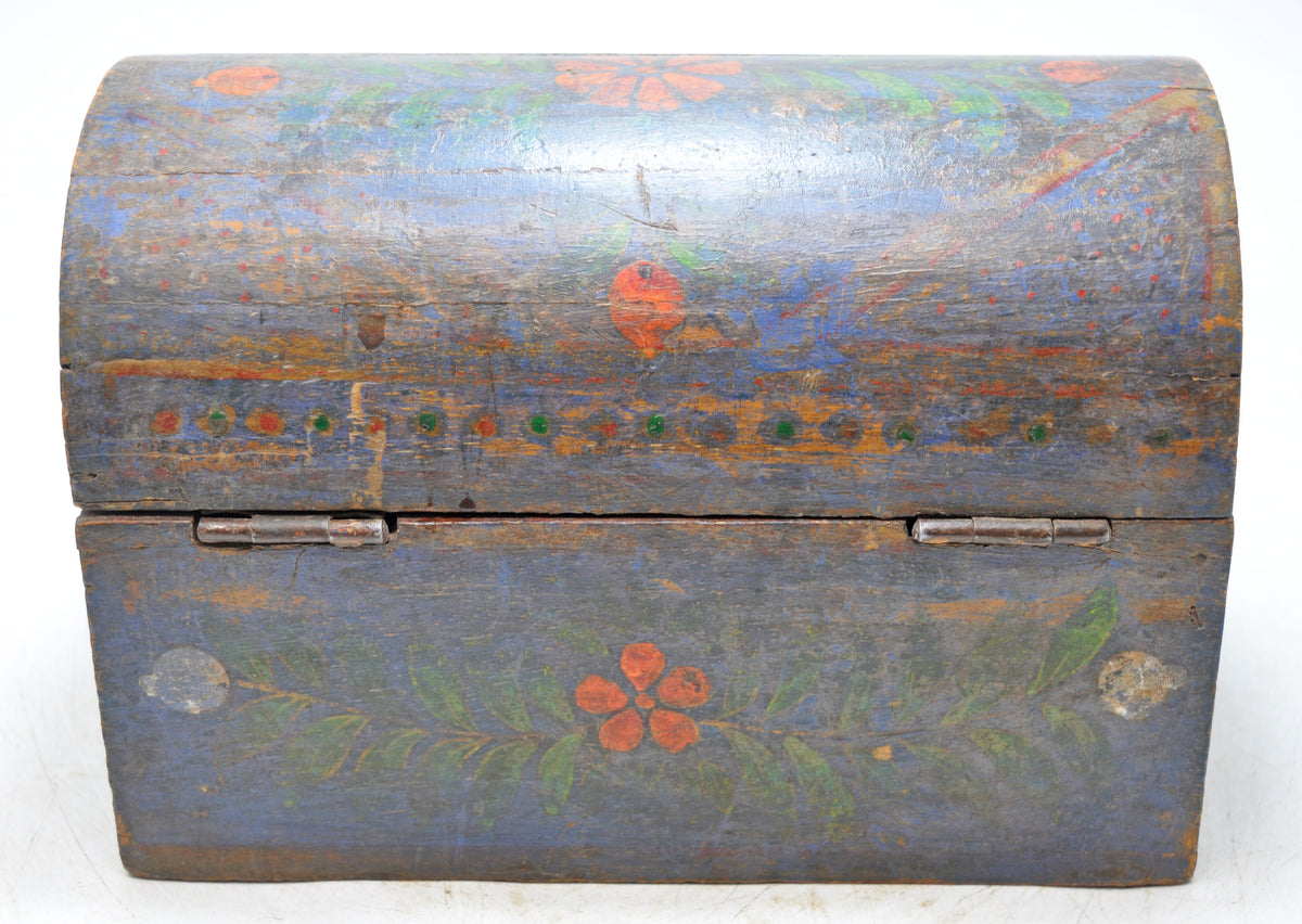 Vintage Wooden Half Round Top Storage Box Original Old Hand Crafted Painted