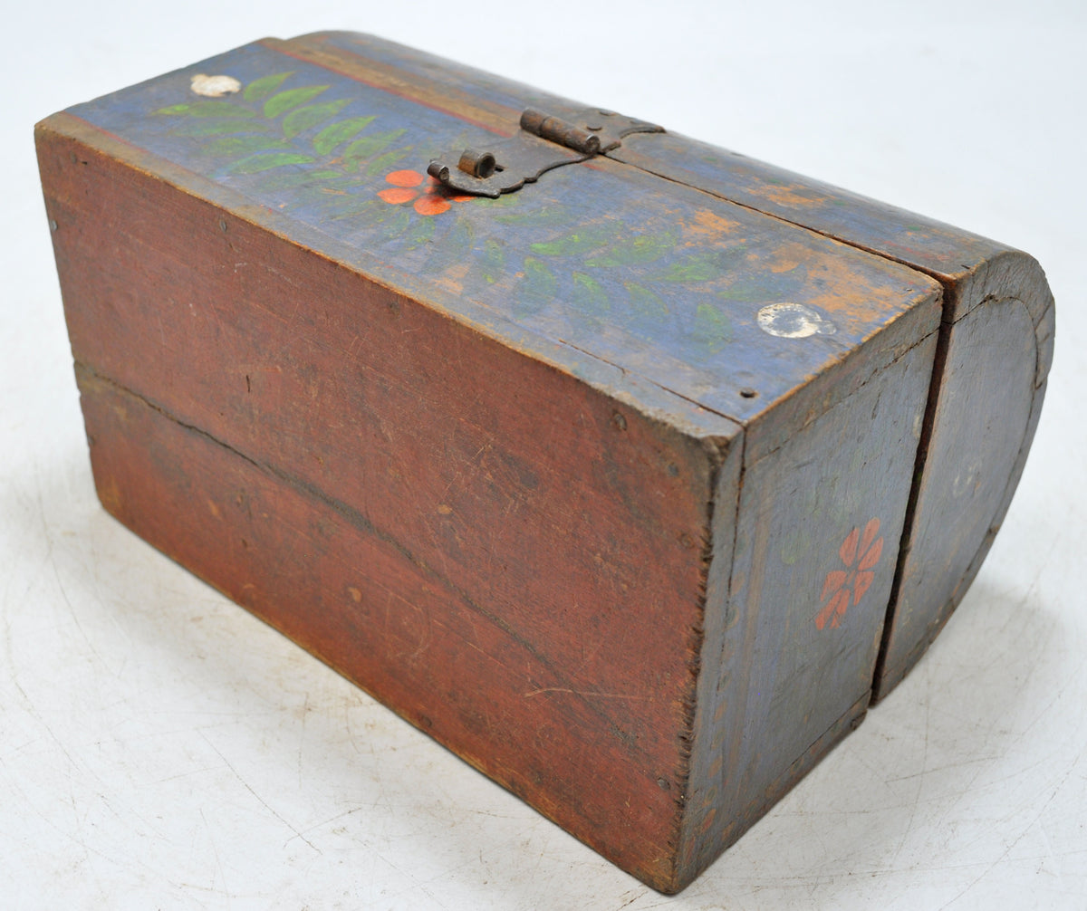 Vintage Wooden Half Round Top Storage Box Original Old Hand Crafted Painted