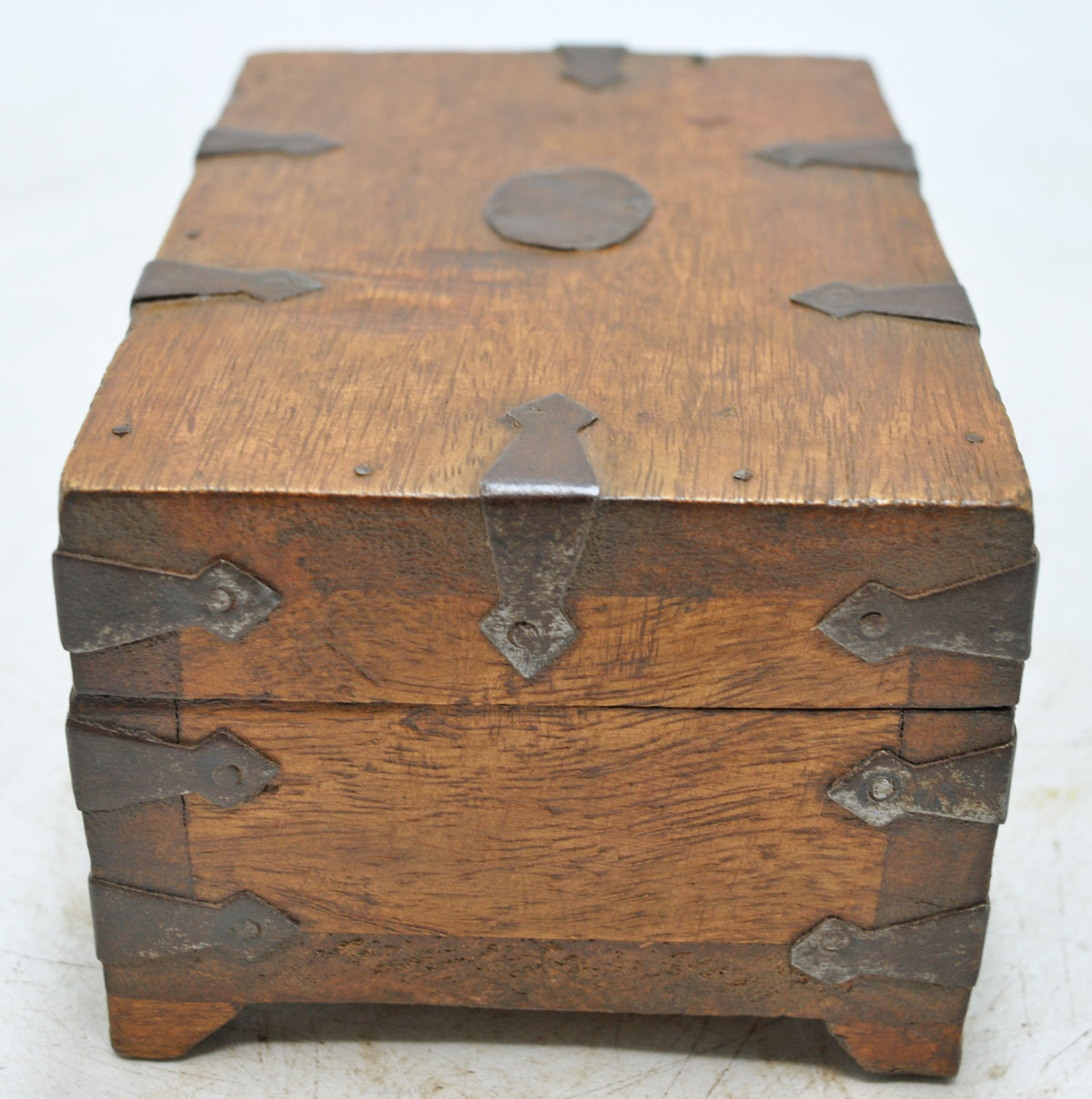 Vintage Wooden Storage box Original Old Hand Crafted Metal Fitted