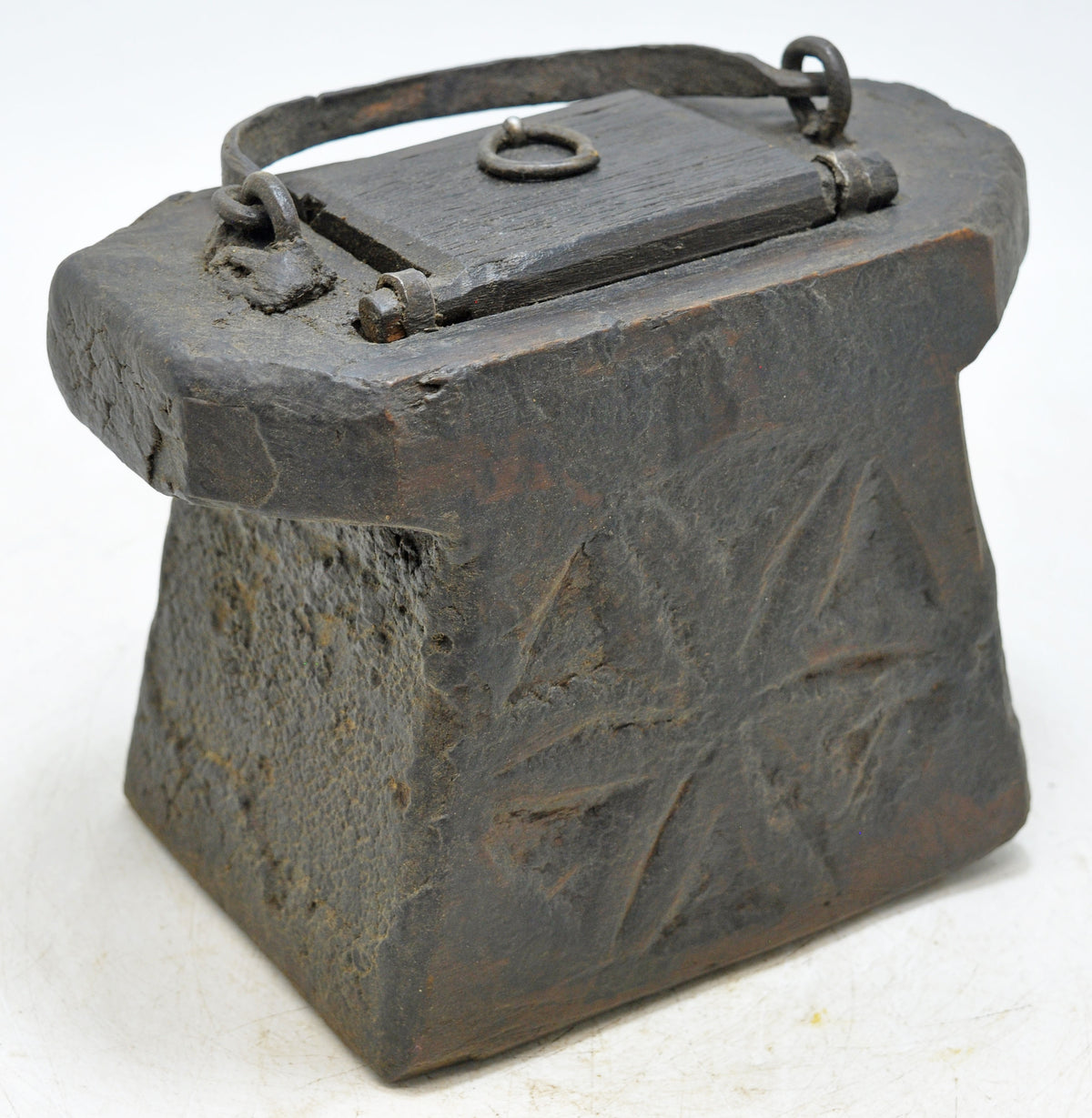 Antique Wooden Lanterns' Oil Pot Original Old Hand Carved