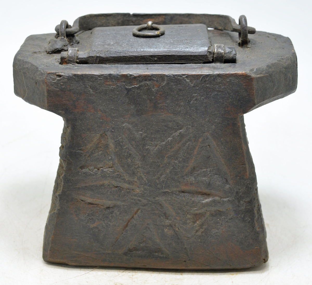 Antique Wooden Lanterns' Oil Pot Original Old Hand Carved