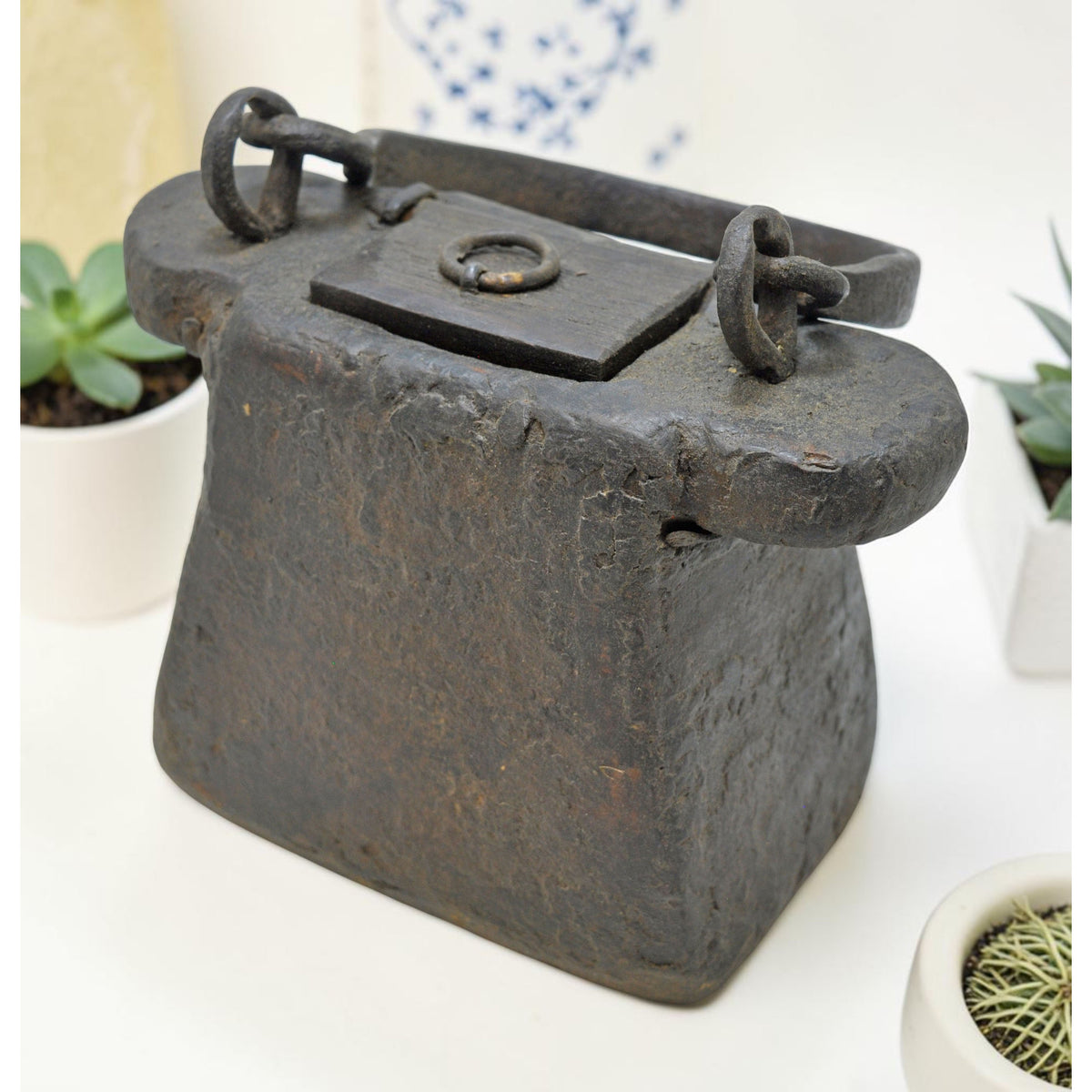 Antique Wooden Lanterns' Oil Pot Original Old Hand Carved