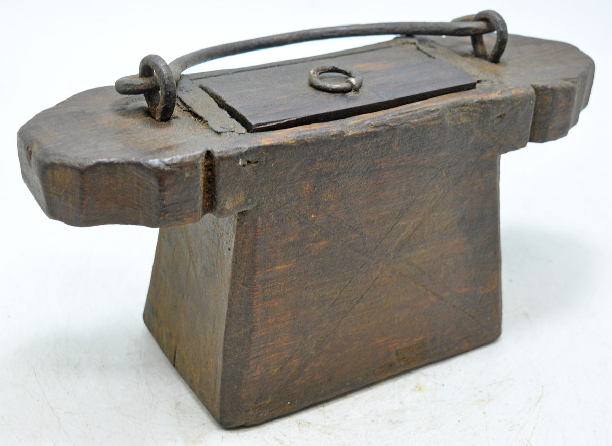 Antique Wooden Lanterns' Oil Pot Original Old Hand Carved