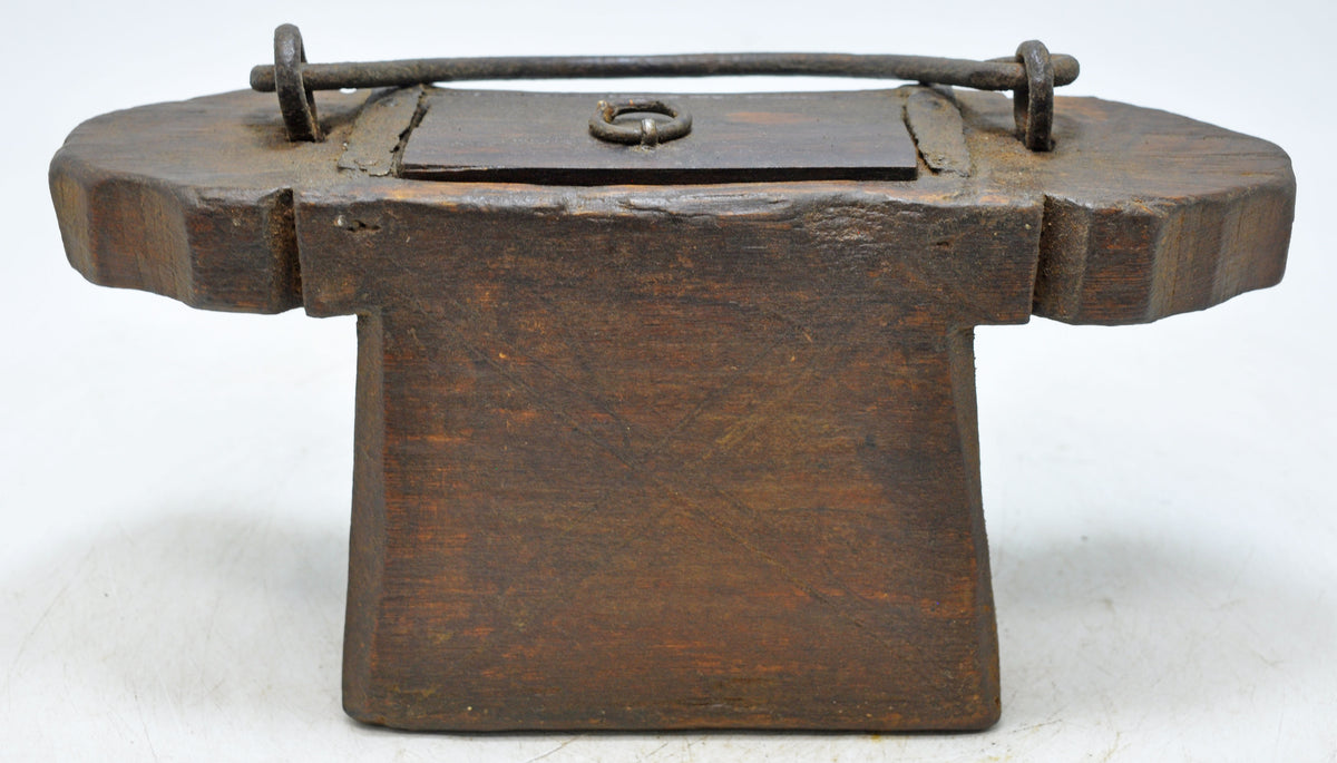 Antique Wooden Lanterns' Oil Pot Original Old Hand Carved