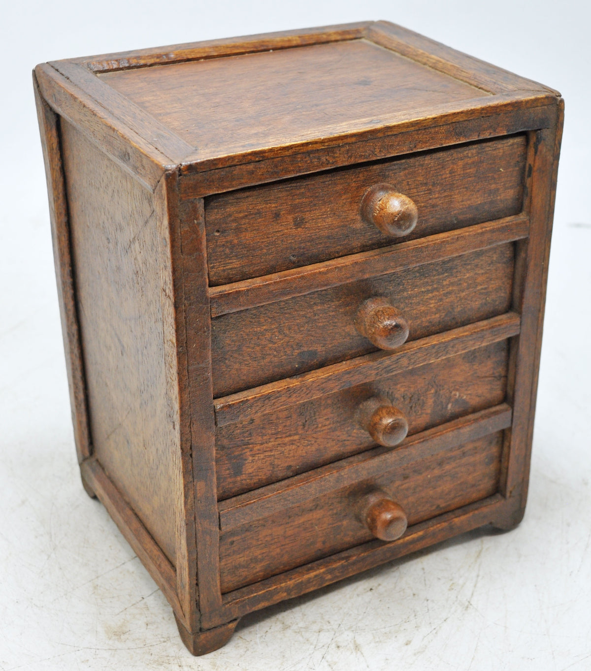 Vintage Wooden 4 Drawers Storage Box Original Old Hand Crafted