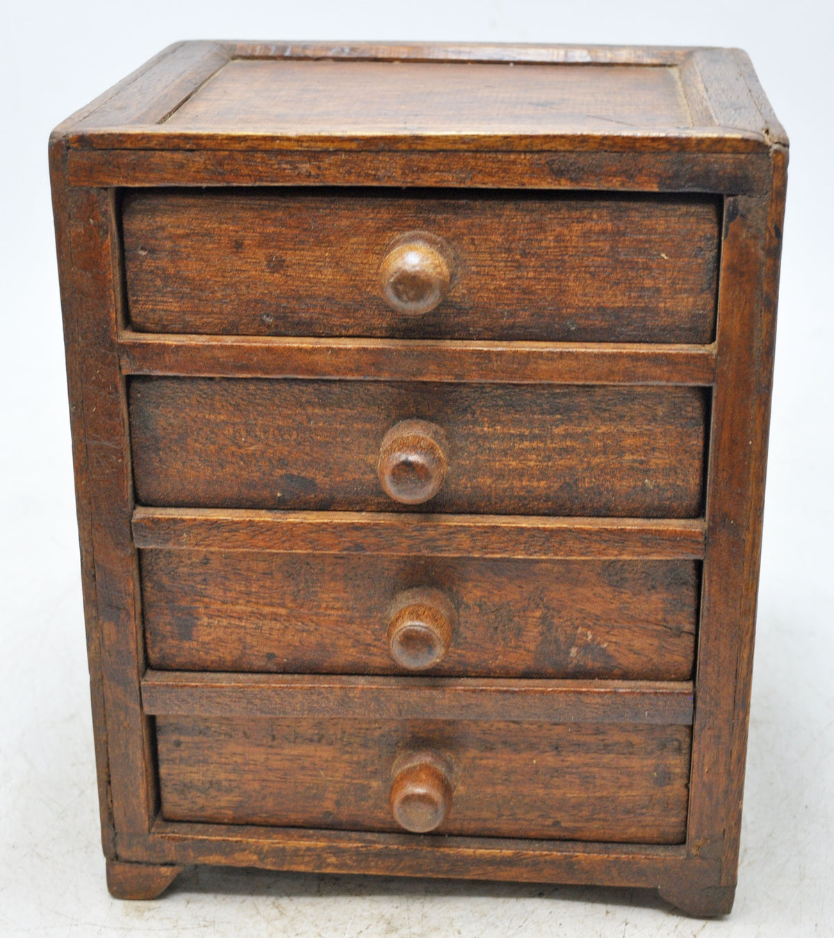 Vintage Wooden 4 Drawers Storage Box Original Old Hand Crafted