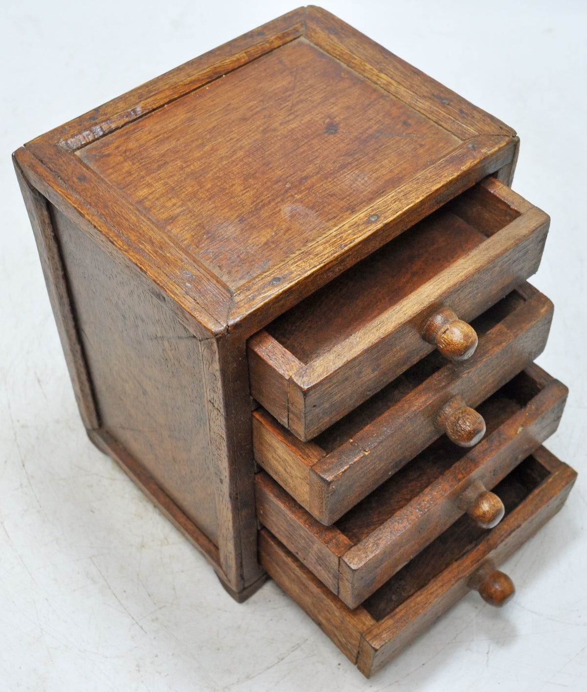 Vintage Wooden 4 Drawers Storage Box Original Old Hand Crafted