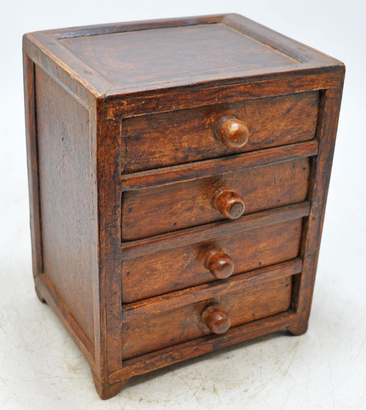 Vintage Wooden 4 Drawers Storage Box Original Old Hand Crafted