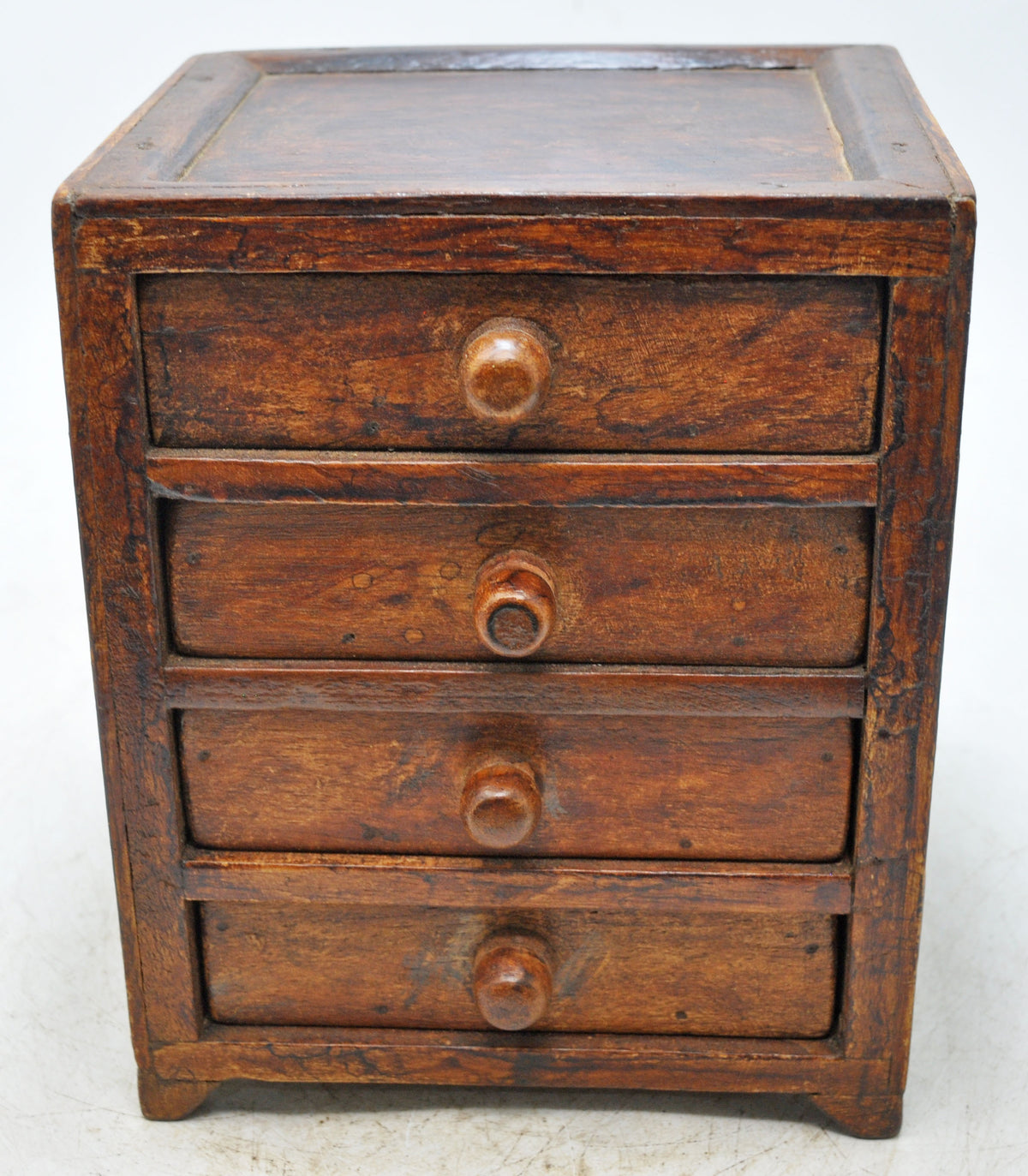 Vintage Wooden 4 Drawers Storage Box Original Old Hand Crafted